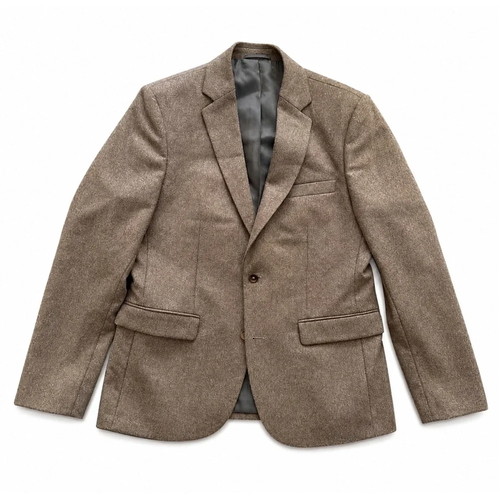 Wills Huckberry Stretch Wool Suit 40S Blazer 34x31 Pants Heather Brown 2 Piece